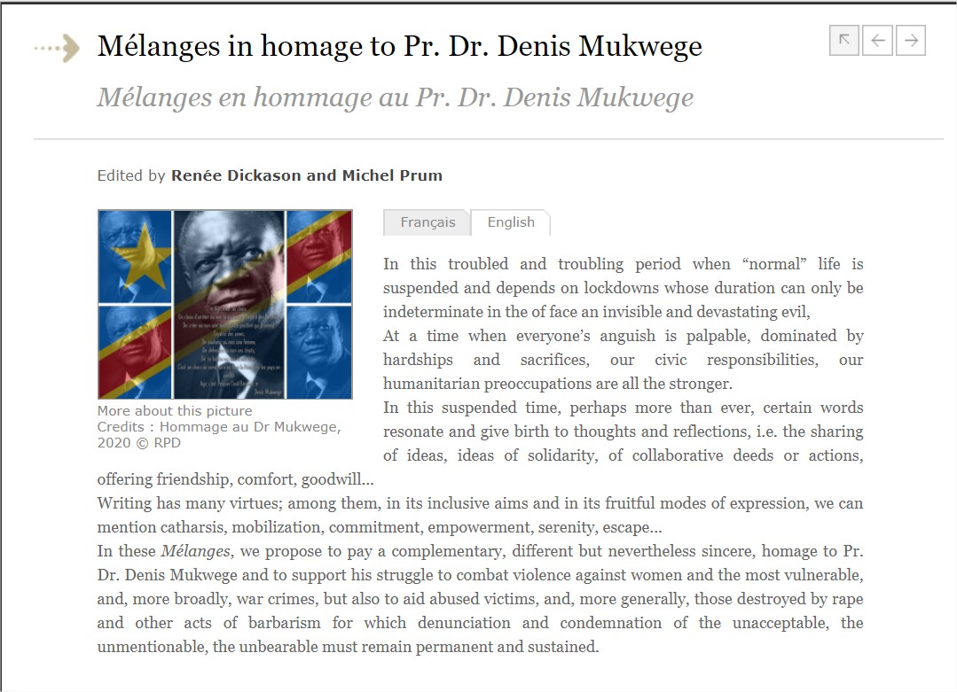 Mélanges in homage to Dr. Mukwege