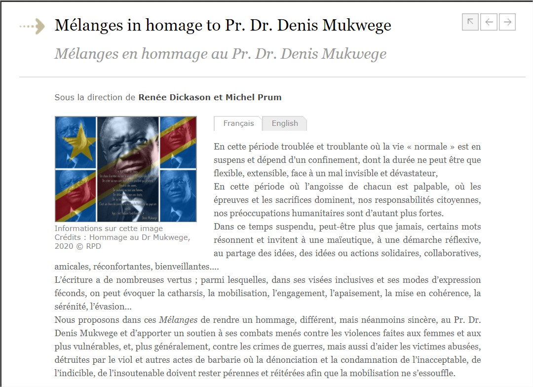 Mélanges en hommage au Dr. Mukwege